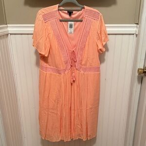 Torrid Coral Crochet Midi Dress